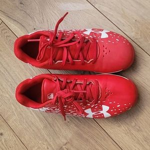 Under Armour Youth Leadoff Baseball Cleats Size 13K Red/White Unisex